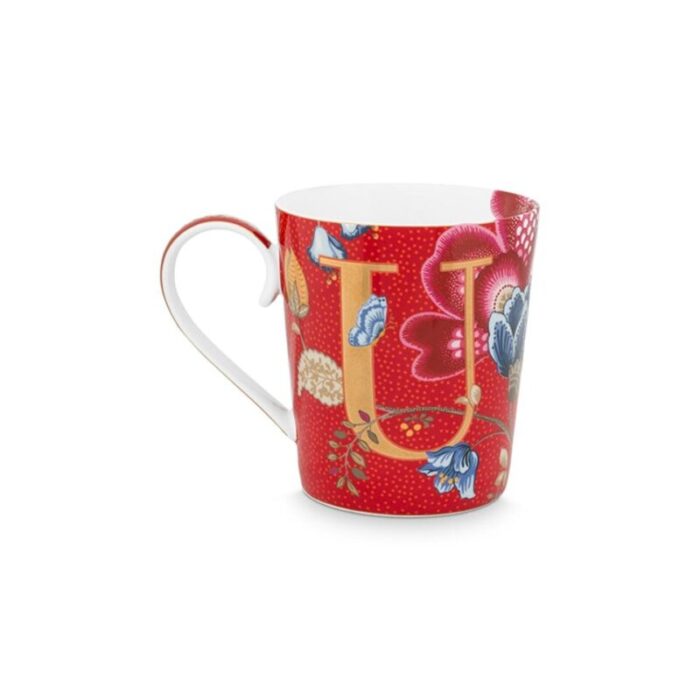 alphabet mug blushing birds red u 350ml 241004102340