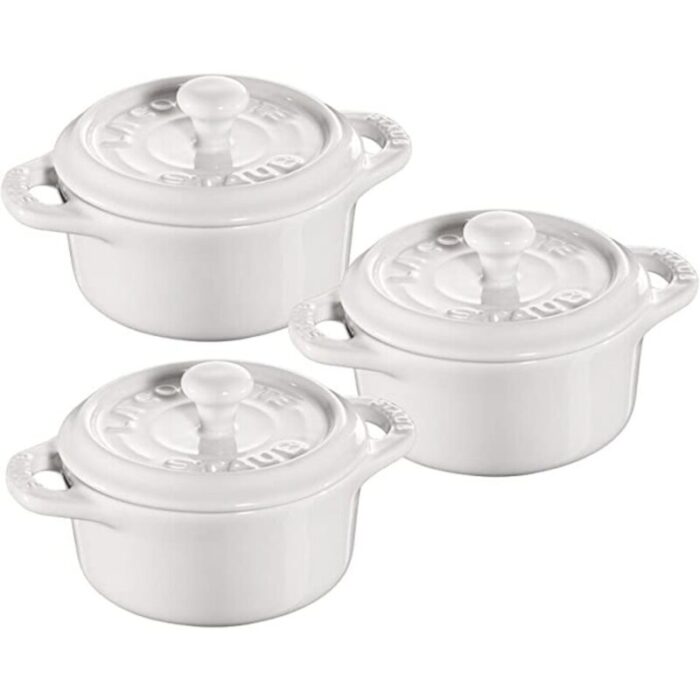 ceramic round mini cocotte 10cm white 240924011127