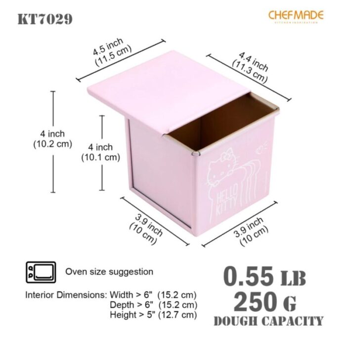 chefmade non stick square cake loaf pan with cover l113xw113xh101cm pink hello kitty 1898cm kt7029 240801102632 1