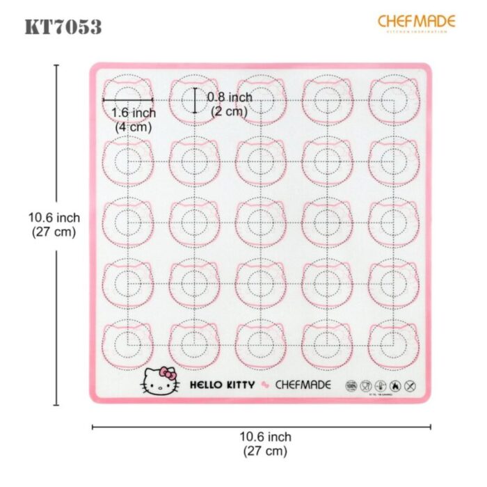 chefmade silicone macaron baking mat 27cm pink hello kitty 1898cm kt7053 240801102636 1