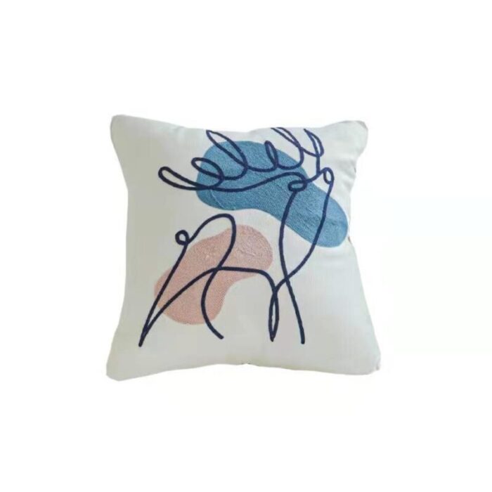 embroided line art cushion antelope 240923031507