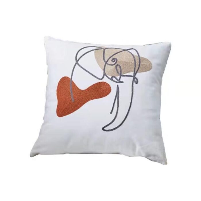 embroided line art cushion elephant 240923031507