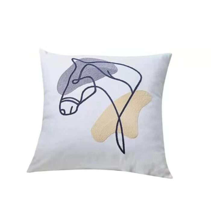 embroided line art cushion horse 240923031507