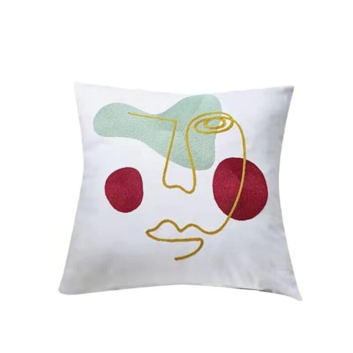 embroided line art cushion woman 240923031506