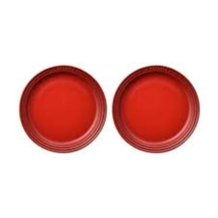 set of 2 round plate 19cm cherry red 240901123857