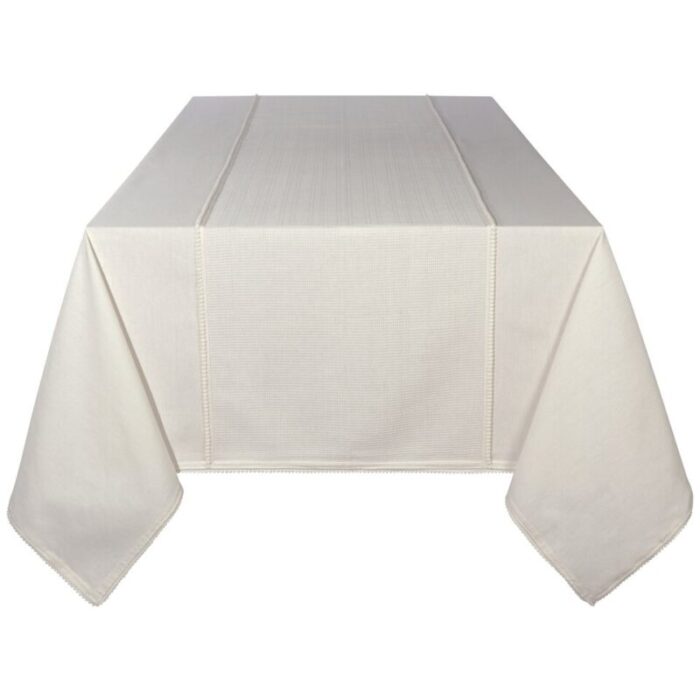 tablecloth estela white pom pom 225 x 150cm 241003052516