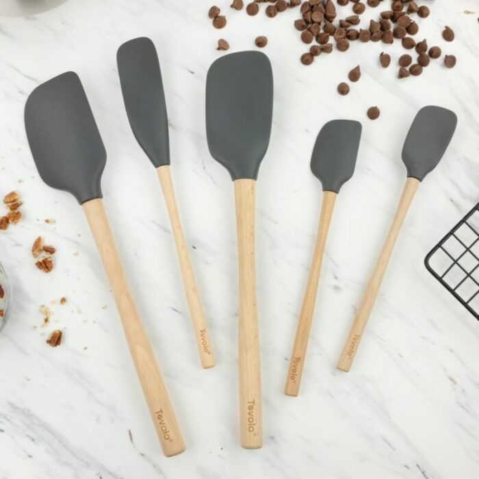 tovolo flex core spatula wood handled set s5 charcoal 240624052500 3