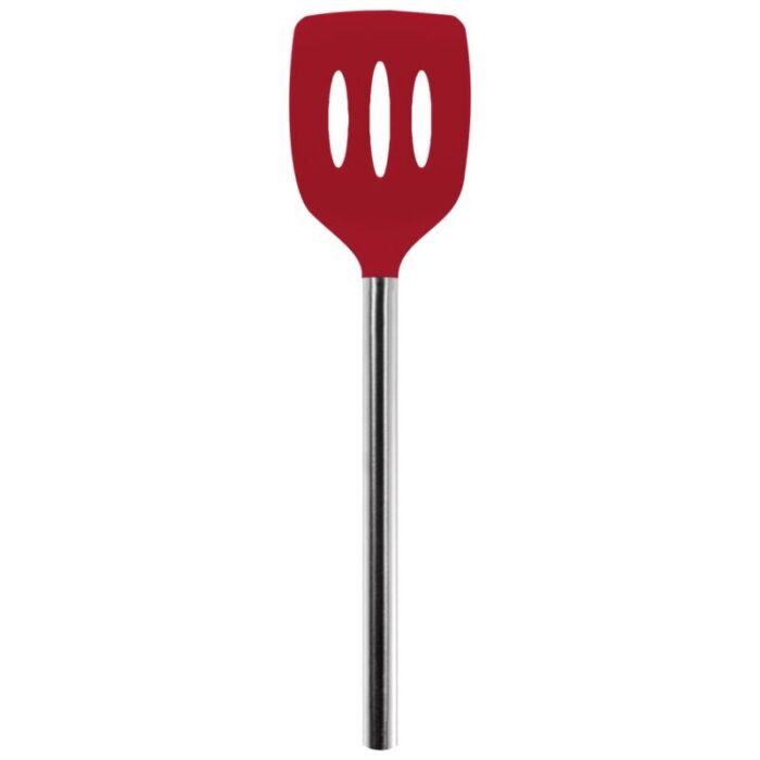 tovolo silicone slotted turner with stainless steel handle cayenne 240624052502 1