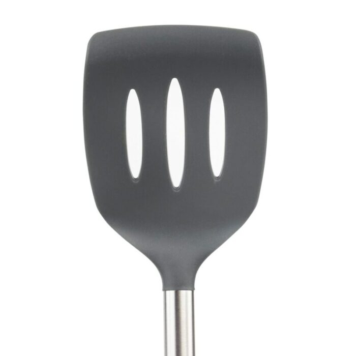 tovolo silicone slotted turner with stainless steel handle charcoal 240624052505 2